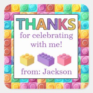 Pastel Building Blocks Girls Birthday Stickers