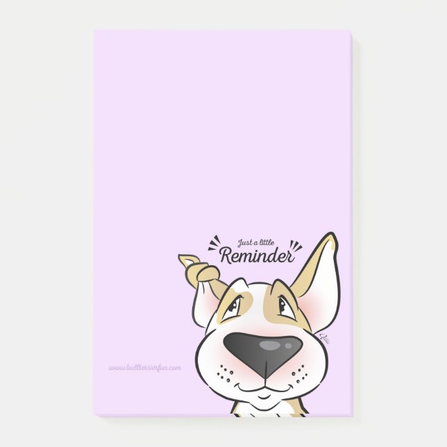 Pastel Bull Terrier cartoon sticky notes (Front)