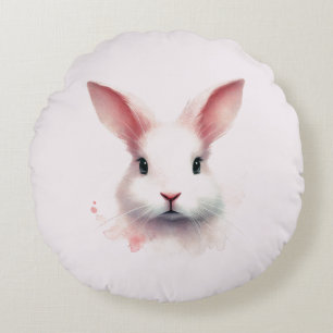 Pastel Bunny Comfort: Round Pillow