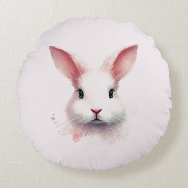 Pastel Bunny Comfort: Round Pillow (Front)