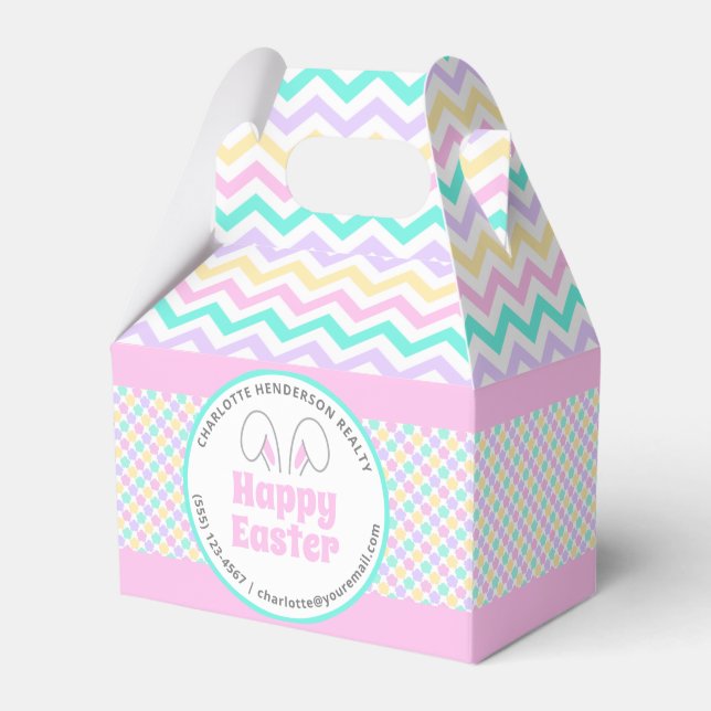 Pastel Bunny Ears Happy Easter Party Favour Box (Front Side)