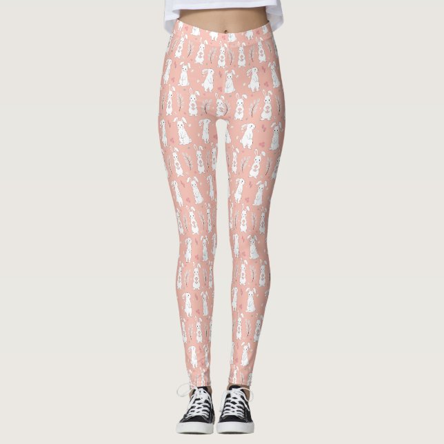 Pastel Bunny Easter Leggings (Front)