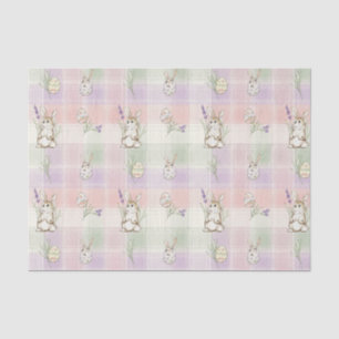Pastel Bunny Egg Gingham Spring Pattern Tissue Paper