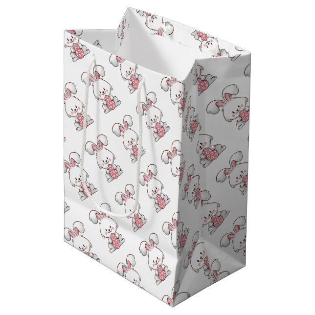 Pastel Bunny Elegance Medium Gift Bag (Front Angled)