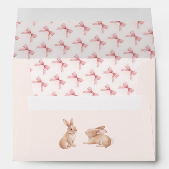 Pastel Bunny Envelope with Pink Bow Pattern Liner (Back (Bottom))