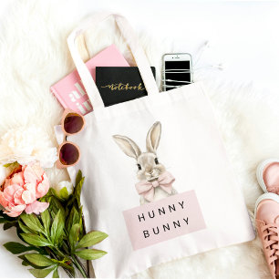 Pastel Bunny "Hunny Bunny" Cute Easter Tote Bag