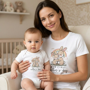Pastel Bunny Mum Baby Love First Mothers Day Art T-Shirt