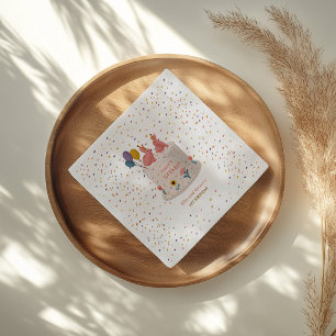 Pastel Bunny Twin Girls 1st Birthday Party Napkin