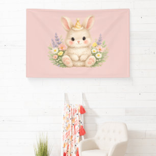 Pastel Bunny Wildflower Illustration for a Magical Banner