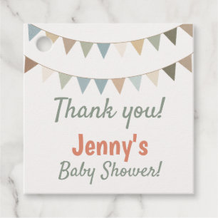 Pastel bunting baby shower thank you favour tags