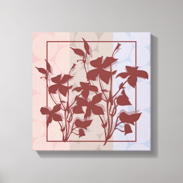 Pastel Burgendy Leaf Canvas Wall Art (Front)