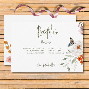 Pastel & Burgundy Blooms Modern Floral Reception Enclosure Card