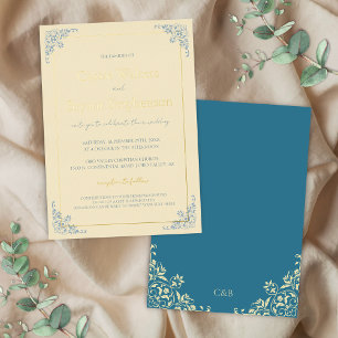 Pastel Butter Yellow Dusty Blue Minimal Wedding