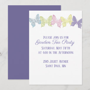 Pastel Butterflies Invitation 5" x 7",