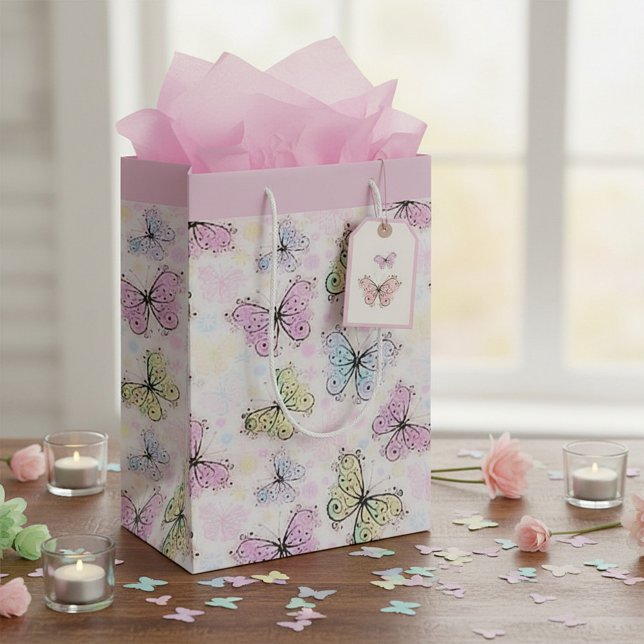 pastel butterflies medium gift bag (Creator Uploaded)