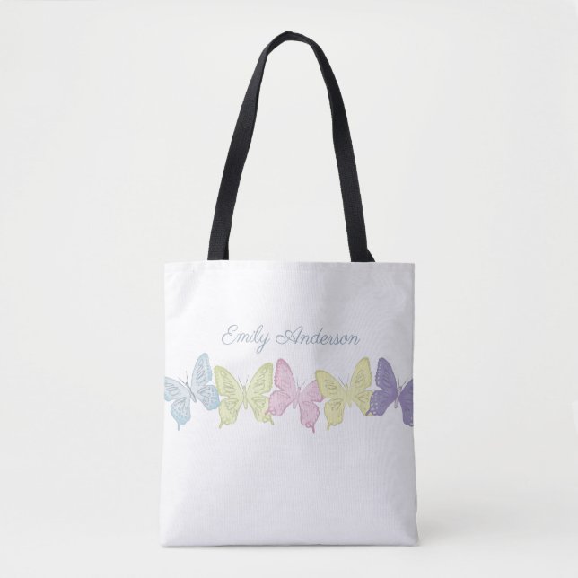 Pastel Butterflies Pattern All-Over-Print Tote Bag (Front)