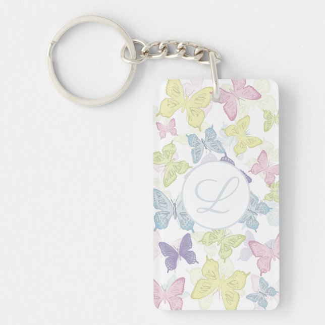 Pastel Butterflies photo keychain (Front)