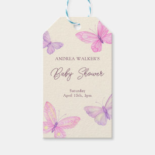 Pastel Butterflies Pink Purple Baby Shower Gift Tags