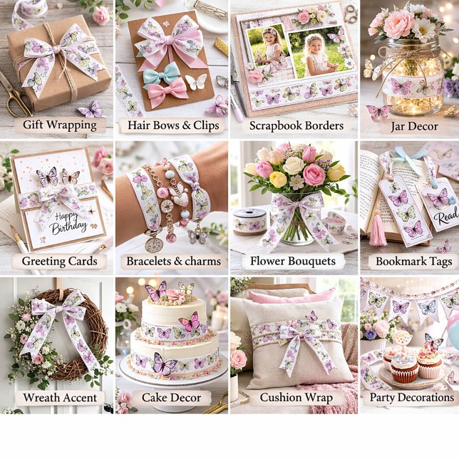 Pastel butterflies satin ribbon (Creator Uploaded)