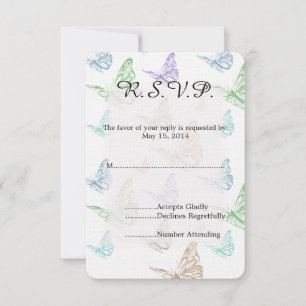 Pastel Butterflies Wedding RSVP Card