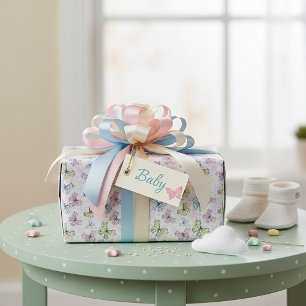 pastel butterflies wrapping paper