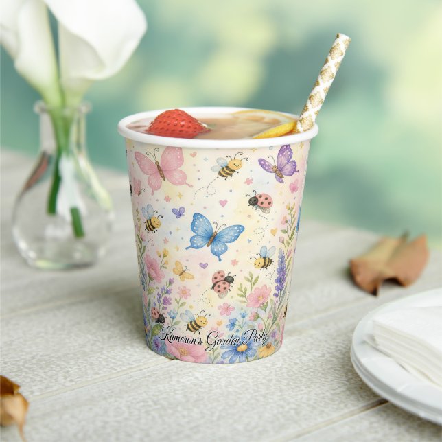 Pastel Butterfly Bee Ladybug Garden Birthday  Paper Cups (Insitu)