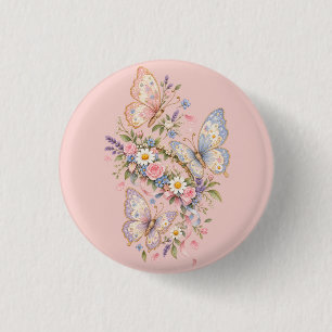 Pastel Butterfly Birthday Garden 3 Cm Round Badge
