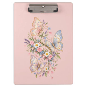 Pastel Butterfly Birthday Garden Clipboard