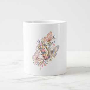 Pastel Butterfly Birthday Garden Large Coffee Mug
