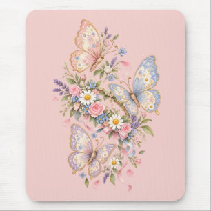 Pastel Butterfly Birthday Garden  Mouse Pad