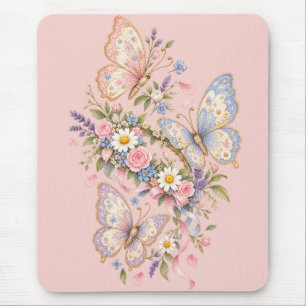 Pastel Butterfly Birthday Garden  Mouse Pad
