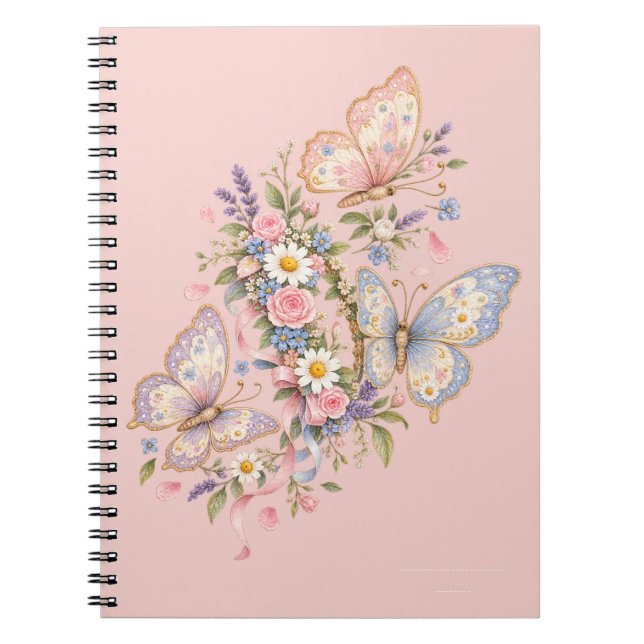Pastel Butterfly Birthday Garden  Notebook (Front)