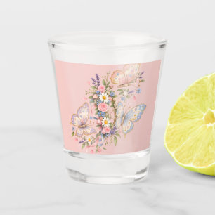Pastel Butterfly Birthday Garden Shot Glass