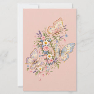 Pastel Butterfly Birthday Garden Stationery