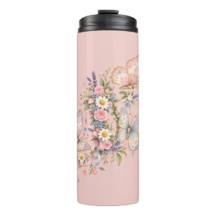 Pastel Butterfly Birthday Garden Thermal Tumbler