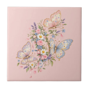 Pastel Butterfly Birthday Garden Tile