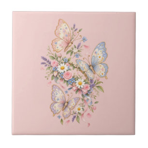 Pastel Butterfly Birthday Garden Tile