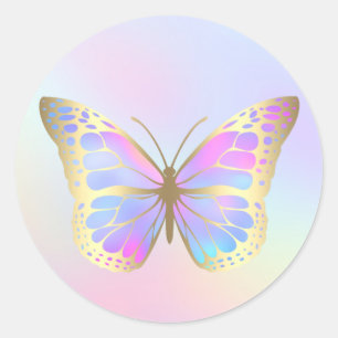 pastel butterfly classic round sticker
