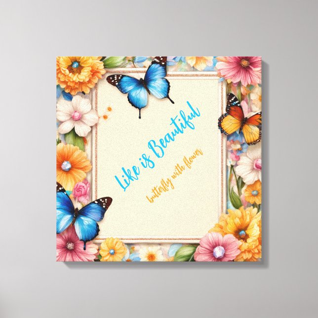 Pastel Butterfly Dreams – Whimsical Cartoon Butter Canvas Print (Front)