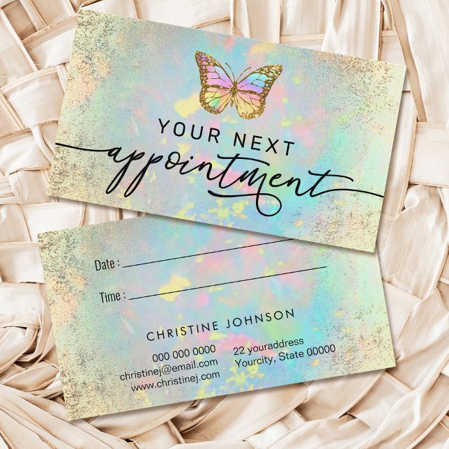 pastel butterfly faux foil appointment card (Creator Uploaded)