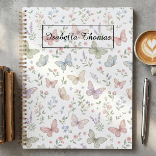 Pastel Butterfly Floral Notebook Cover Background Planner