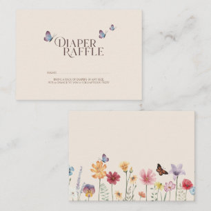 Pastel Butterfly Flower Baby Shower Diaper Raffle Enclosure Card