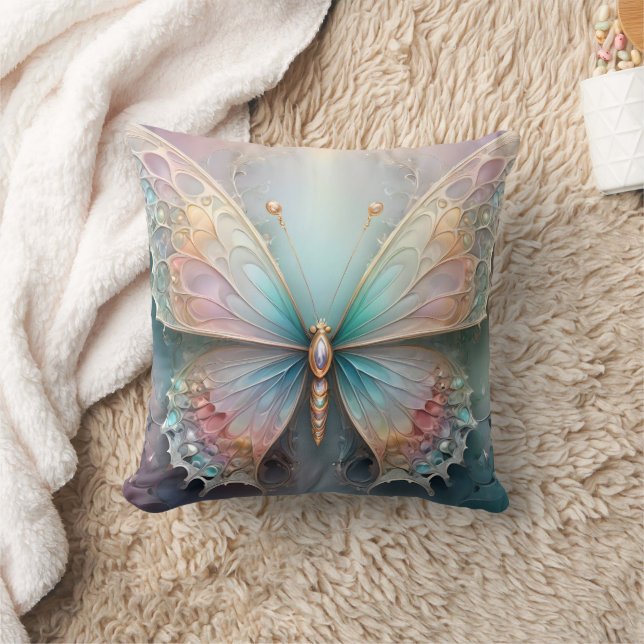 Pastel Butterfly Fractal Art , Cushion (Blanket)