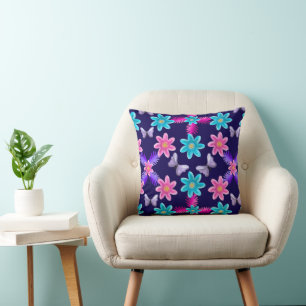 Pastel Butterfly Garden Pattern Cottagecore Cushion