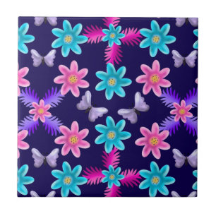 Pastel Butterfly Garden Pattern Cottagecore Tile