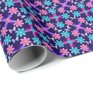 Pastel Butterfly Garden Pattern Cottagecore Wrapping Paper