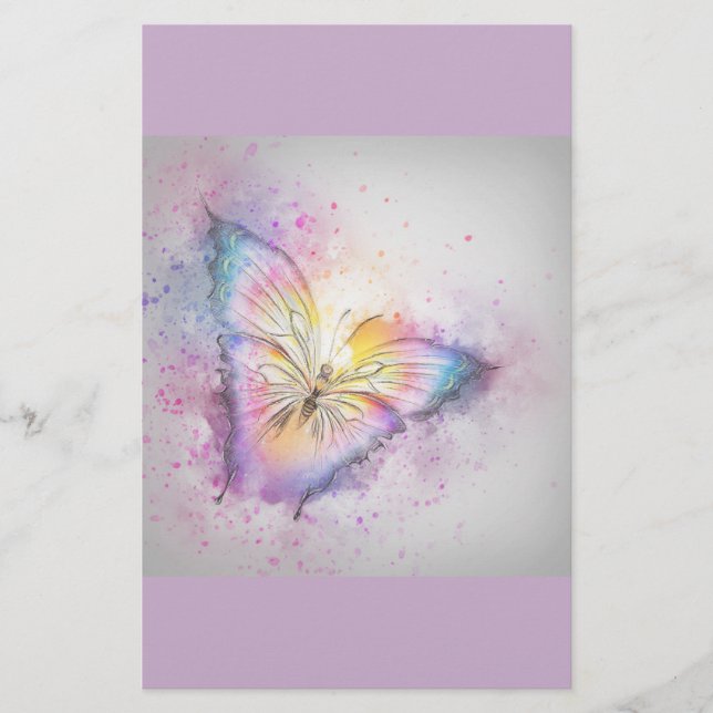 Pastel Butterfly Stationery (Front)