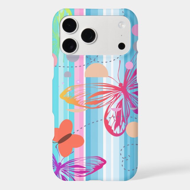 Pastel Butterfly Stripe Phone Case (Back)
