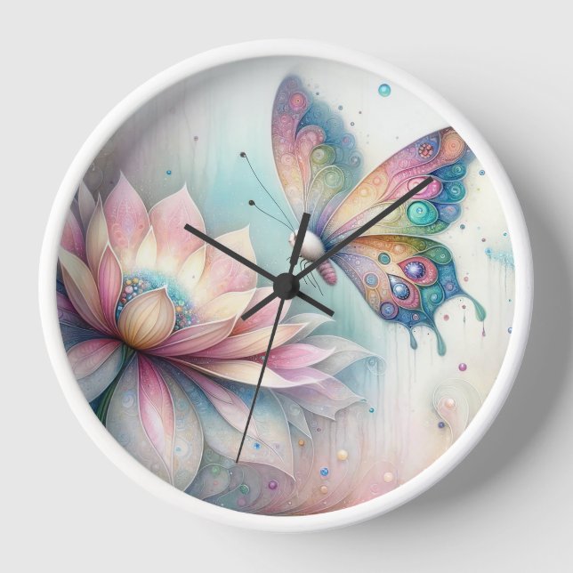Pastel Butterfly Wall Clock (Front)
