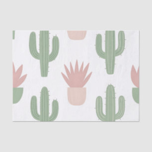 Pastel Cactus Succulent Pattern Tissue Paper